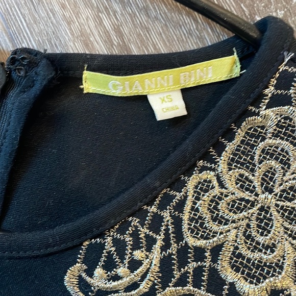 Black and Gold Long Sleeve Gianni Bini Mini Dress - Picture 4 of 6
